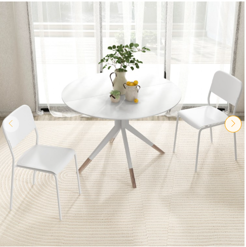 Modern Dining Chairs Set of 4 with Tilted Backrest and Sturdy Metal Legs-White - (Assembled)