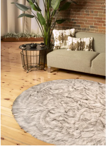 6' Round Laperle Gradient Chocolate Faux Sheepskin Fur Area Rug