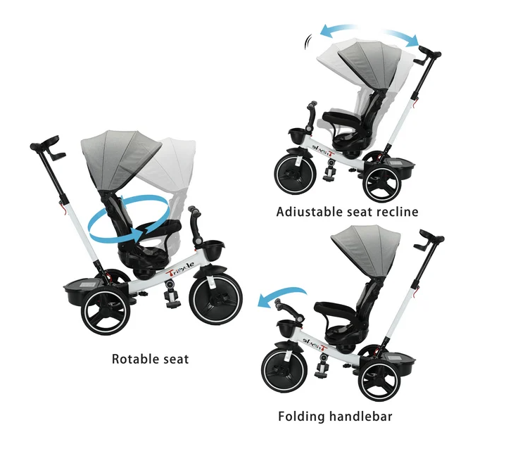6-in-1 Detachable Kids Baby Stroller Tricycle with Canopy and Safety Harness