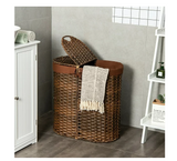 Handwoven Laundry Hamper Basket with 2 Removable Liner Bags