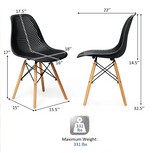 4 Pieces Modern Plastic Hollow Chair Set with Wood Leg