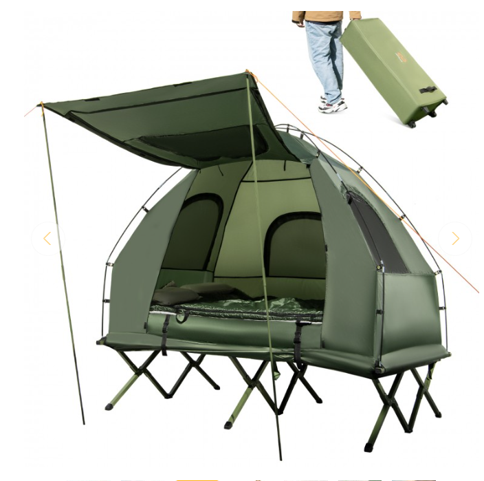 2-Person Foldable Outdoor Camping Tent Cot with Air Mattress and Sleeping Bag