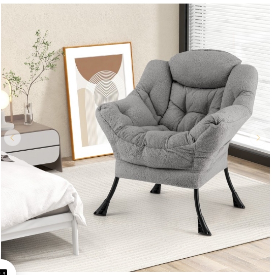 Sherpa Upholstered Accent Chair with Cozy Head Pillow