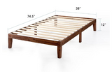 *SPECIAL*-12" Classic Solid Wood Platform Bed Frame w/Wooden Slats, Twin, Antique Espresso