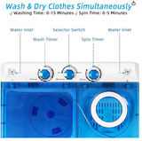 26 LBS Twin Tub Portable Washing Machine with Built-In Drain Pump- Blue/White