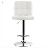 Set of 2 Square Swivel Adjustable PU Leather Bar Stools with Back and Footrest-White