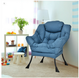 Indoor/Outdoor Modern Polyester Lazy Chair with Steel Frame and Side Pocket-Navy