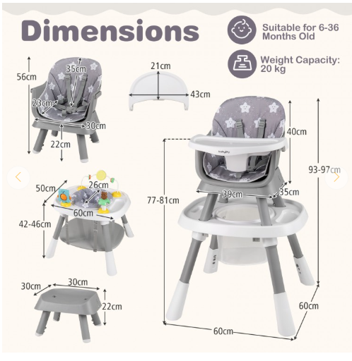 16-in-1 Convertible Baby High Chair for Babies and Toddlers