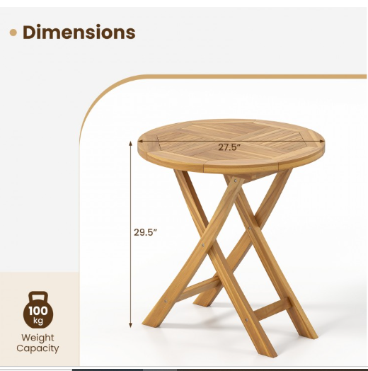 Patio Teak Wood Dining Table with Slatted Tabletop and Sturdy X-Shaped Frame (Assembled)