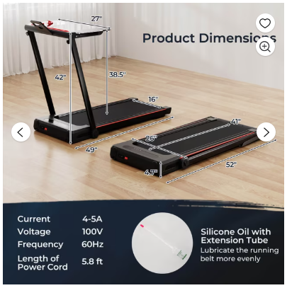 3-in-1 Foldable Treadmill with Removable Desk Workstation Remote Control Black