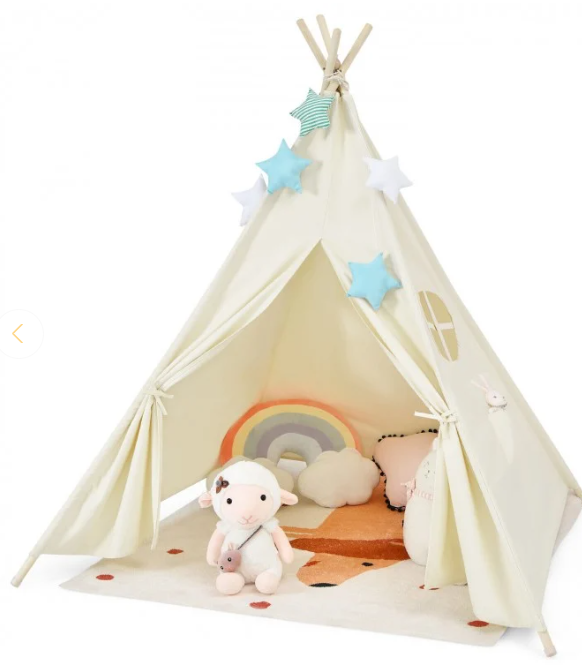 Kids Canvas Teepee Play Tent Foldable Playhouse Toys for Indoor Outdoor