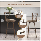 2 Pieces Swivel Pluch Fabrice Cushioned Bar Stool Set-Brown