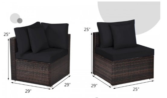 4 Pieces Patio Rattan Furniture Set with Removable Cushions and Pillows (See Notes)
