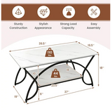 2-Tier Industrial Coffee Table Rectangular with Storage Shelf White