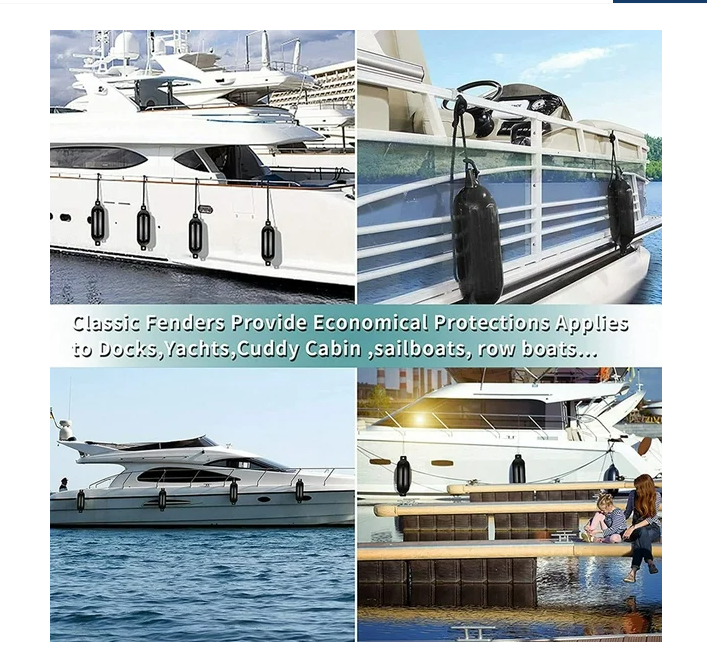 Special - Boat Fenders, 6.5" x 23" Boat Bumpers for Docking with Center Holes, and Air Pump
