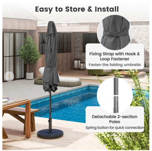 7.5 feet Outdoor Patio Heavy Duty Market Umbrella with Push Button Tilt-Black