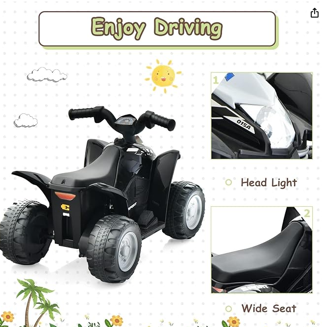 Ours is RED, Kids Ride On ATV, 6V Electric Vehicle for Toddlers, no horn  - RED, Fully Assembled