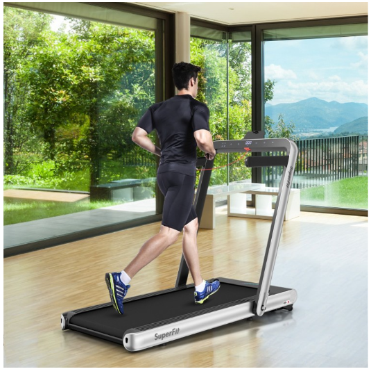 *CLEARANCE SPECIAL* 4.75HP 2 In 1 Folding Treadmill with Remote APP Control-Silver (I Box) (Copy)