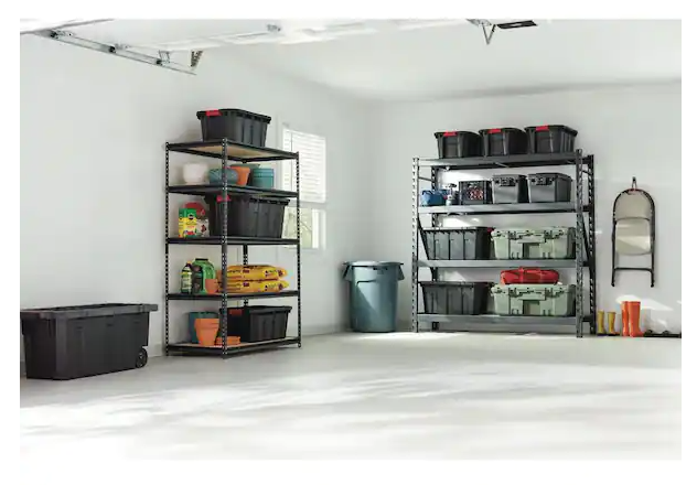 5-Tier Heavy Duty Steel Garage Storage Shelving Unit in Black - Unassembled