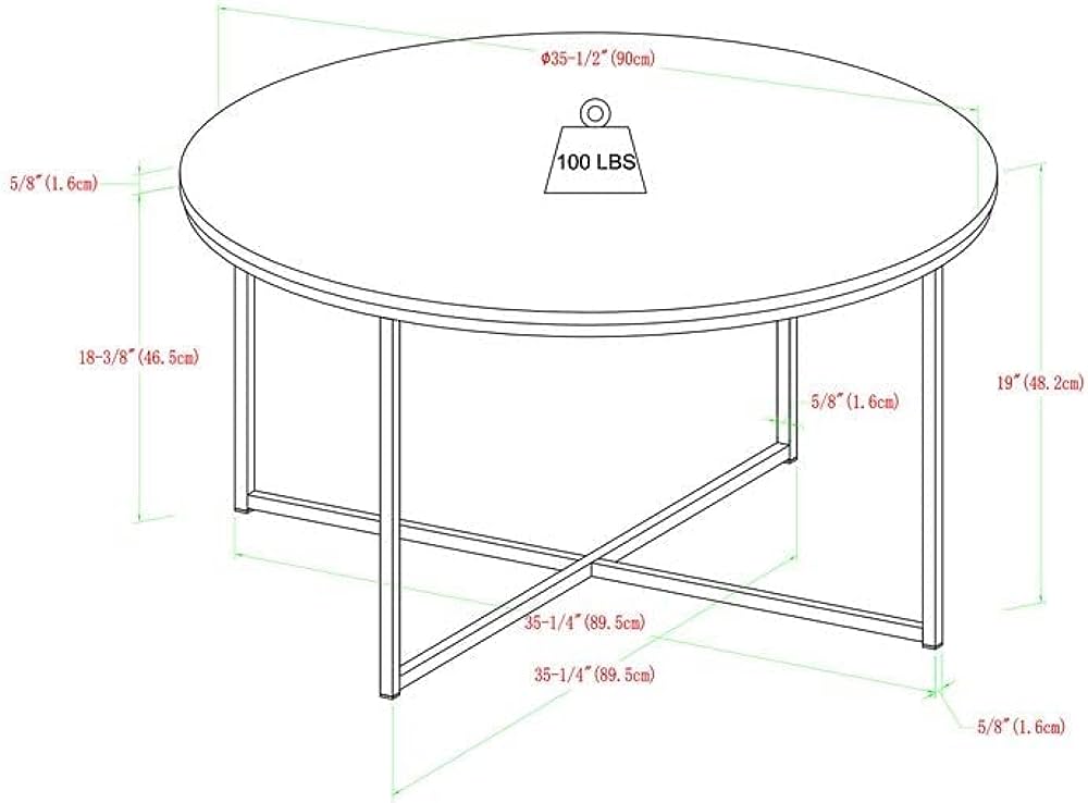 Walker Edison Cora Modern Round Faux Marble Top Coffee Table with X Base