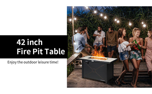 SPECIAL, NO TAX,  42 Inches 60,000 Btu Rectangular Propane Fire Pit Table, 1 box unassembled