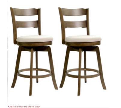 Set of 2, 24.5 Inch Swivel Barstools Set with Backrest - Ash (Assembled) [See Description]