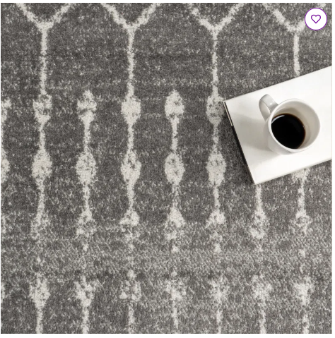 6'7" x 9' - Amanuel Trellis Area Rug, Dark Grey