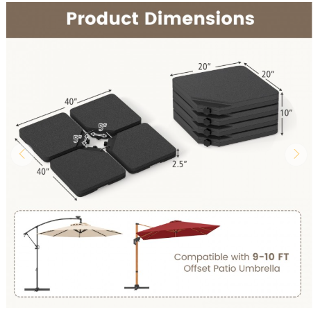 Patio Offset Umbrella Base with Easy-Fill Spouts