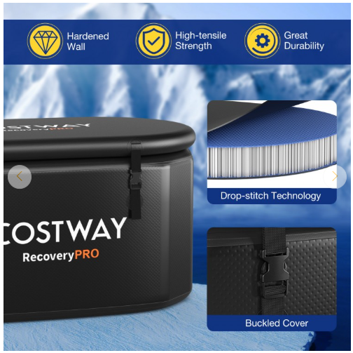 Portable Ice Bath Tub for Home with Lid and Cover-Black (Customer Return)
