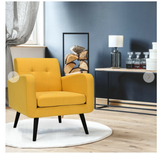 Modern Upholstered Comfy Accent Chair with Rubber Wood Legs