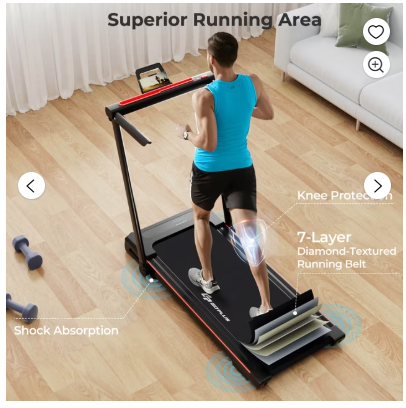 3-in-1 Foldable Treadmill with Removable Desk Workstation Remote Control Black
