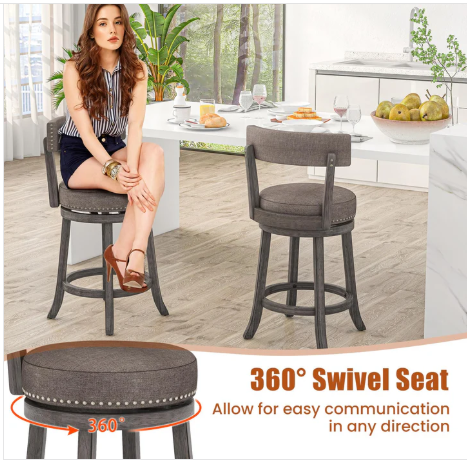 Set of 2 - 26" Bar Stools Set, Swivel Counter Height Bar Chairs with Footrest [Scratch and Dent] (Assembled)