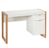 Modern Computer Desk Study Table Writing Workstation with Cabinet and Drawer-White (Fully Assembled)