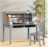 Kids Desk and Chair Set Study Desk with Bookshelves-Gray - Scratch and Dent