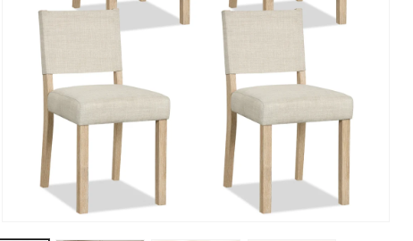 Set of 2 Fabric Upholstered Dining Chair with Solid Wood Legs-Beige