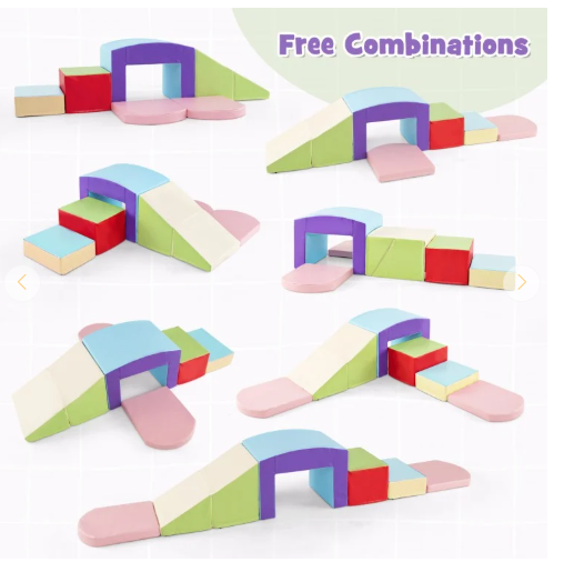 6 Pieces Foam Climbing Blocks Soft Play Climbing for Toddlers with Tunnel (Customer Return)