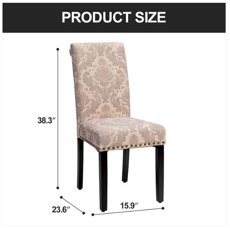 Set of 2 Fabric Printed Side Chairs