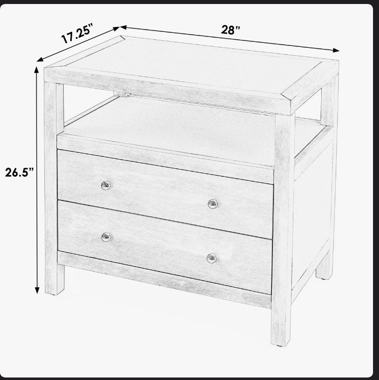 Celine 28" 2-Drawer Nightstand, Black - Assembled