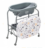 Folding Baby Changing Table with Bathtub and 4 Universal Wheels - Assembly Required