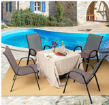 4 Pieces Stackable Patio Dining Chairs Set with Armrest-Gray - (Fully Assembled)