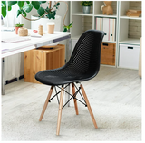 4 Pieces Modern Plastic Hollow Chair Set with Wood Leg