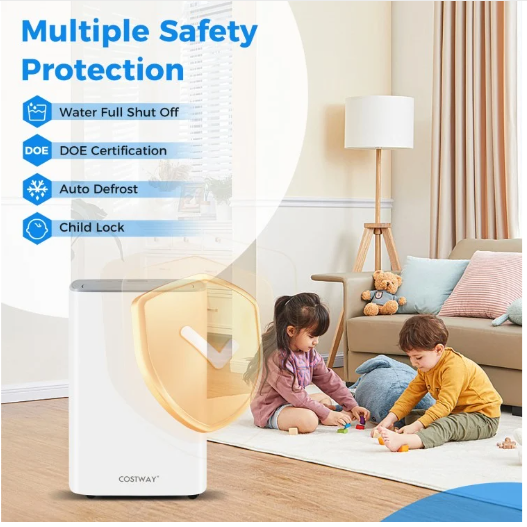 52 Pint Dehumidifier with Auto Drain or Manual Drainage for Home Basement