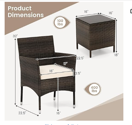 3Pcs Patio Rattan Furniture Set Cushioned Sofa and Glass Tabletop Deck-Beige (Assembled)