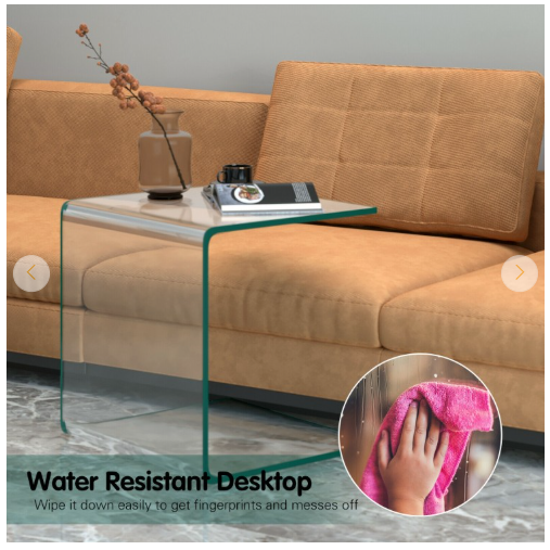 Tempered Glass End Table with non-Slip Pad