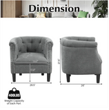 Modern Accent Chair with Ottoman Armchair Barrel Sofa Chair and Footrest-Grey