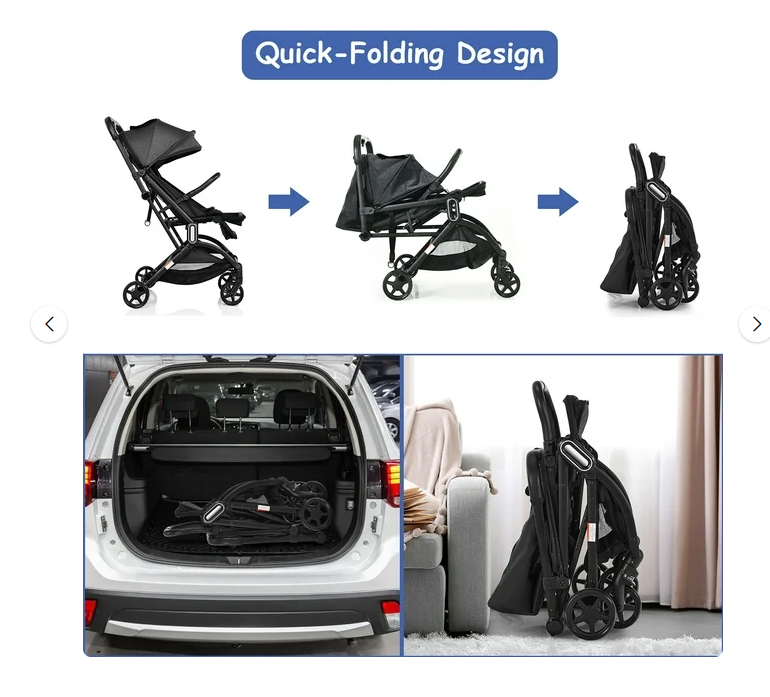 Foldable Compact Travel Stroller Baby Carriage with Pop Out Sun Visor, Scratch and Dent