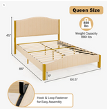 Queen Size, Beige Upholstered platform bed, 1 box