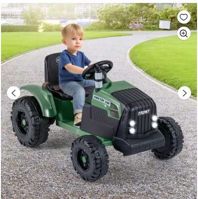 24V Ride On Tractor for Kids with Detachable Trailer-Dark Green (Customer Return)