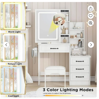 Makeup Vanity Desk, missing mirror/lights, scratch & dent special