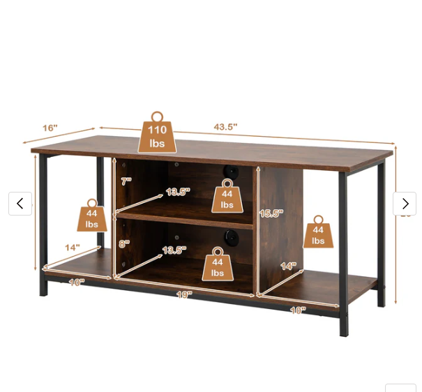 Mid-Century TV stand Media Console Table with Adjustable Shelf - Scratch and Dent